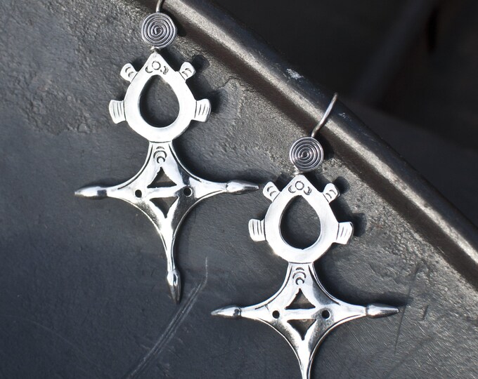 Silver Tuareg Earrings, Boho Silver Earrings, Sterling Silver Drop Earrings