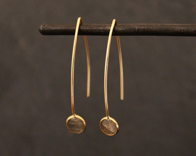 Gemstone Hoops, Labradorite Earrings, Gold and Labradorite Earrings, Gold Hoop Earrings, Labradorite Hoops, Gold Vermeil