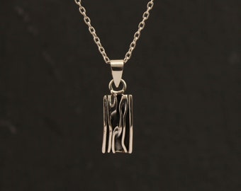 Silver Pendant Necklace, Textured Pendant, Geometric Silver Pendant, Sterling Silver