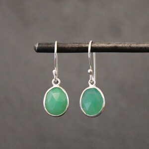 Gemstone Earrings, Chrysoprase Earrings, Silver Drop Earrings, Green Chrysoprase Earrings, Sterling Silver