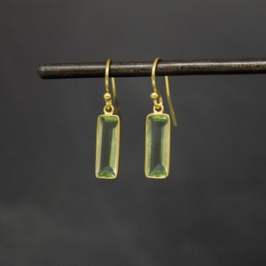 Green Amethyst Earrings, Gold and Gemstone Earrings, Geometric Drop Earrings, Bridesmaid Earrings, February Birthstone, Gold Vermeil