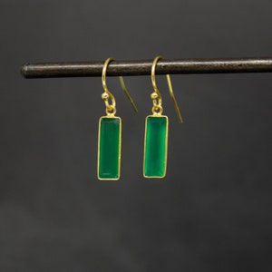 Green Quartz Earrings, Gold and Gemstone Earrings, Geometric Drop Earrings, Bridesmaid Earrings, Gold Vermeil