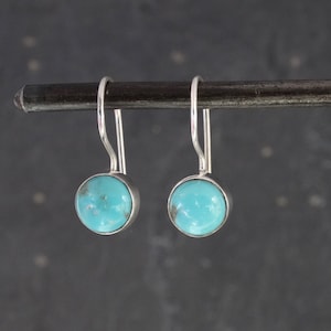 Turquoise Earrings, Silver and Turquoise Drop Earrings, December Birthstone, Birthstone Earrings, Simple Earrings, Sterling Silver