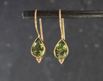 Peridot Earrings, Peridot Drops, Gold and Peridot Earrings, August Birthstone Earrings, Teardrop Earrings, Faceted Peridot, Gold Vermeil