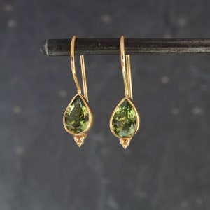 Peridot Earrings, Peridot Drops, Gold and Peridot Earrings, August Birthstone Earrings, Teardrop Earrings, Faceted Peridot, Gold Vermeil