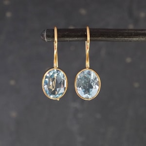 Blue Topaz Earrings, Blue Topaz and Gold Earrings, Gemstone Earrings, Birthstone Jewellery, November Birthstone, Blue Topaz, Sterling Silver