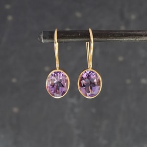 Amethyst Earrings, Amethyst and Gold Earrings, Gemstone Earrings, Birthstone Jewellery, February Birthstone, Gold Vermeil