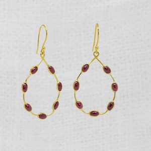 Ruby Earrings, Gold and Ruby Drop Earrings, July Birthstone Jewellery, Gold Vermeil