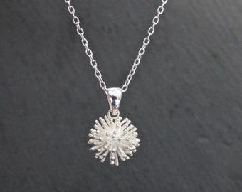 Silver Pendant, Silver Necklace, Textured Silver Pendant, Sterling Silver, Flower Pendant, Everyday Necklace, Gifts for Her