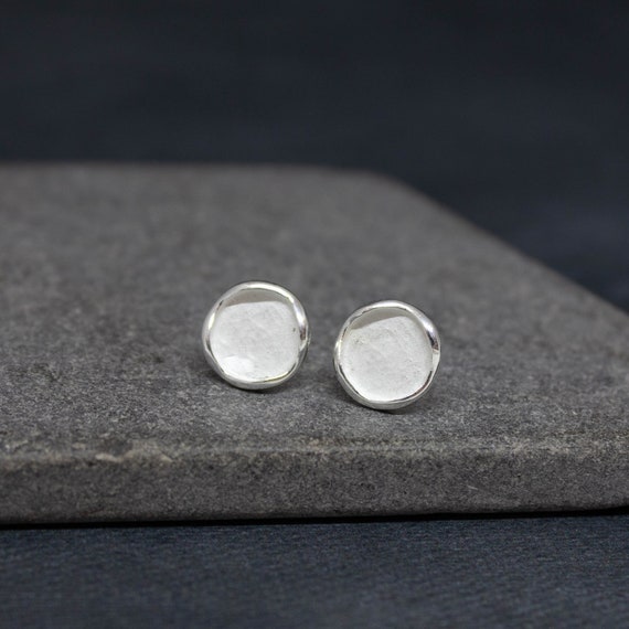 Brushed silver stud earrings clearance