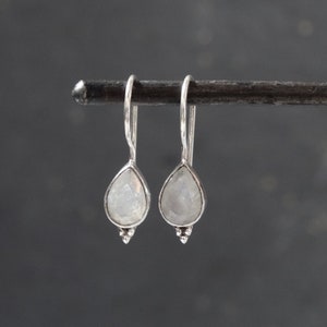 Moonstone Earrings, Rainbow Moonstone Drops, Silver and Moonstone Earrings, Teardrop Earrings, June Birthstone, Sterling Silver
