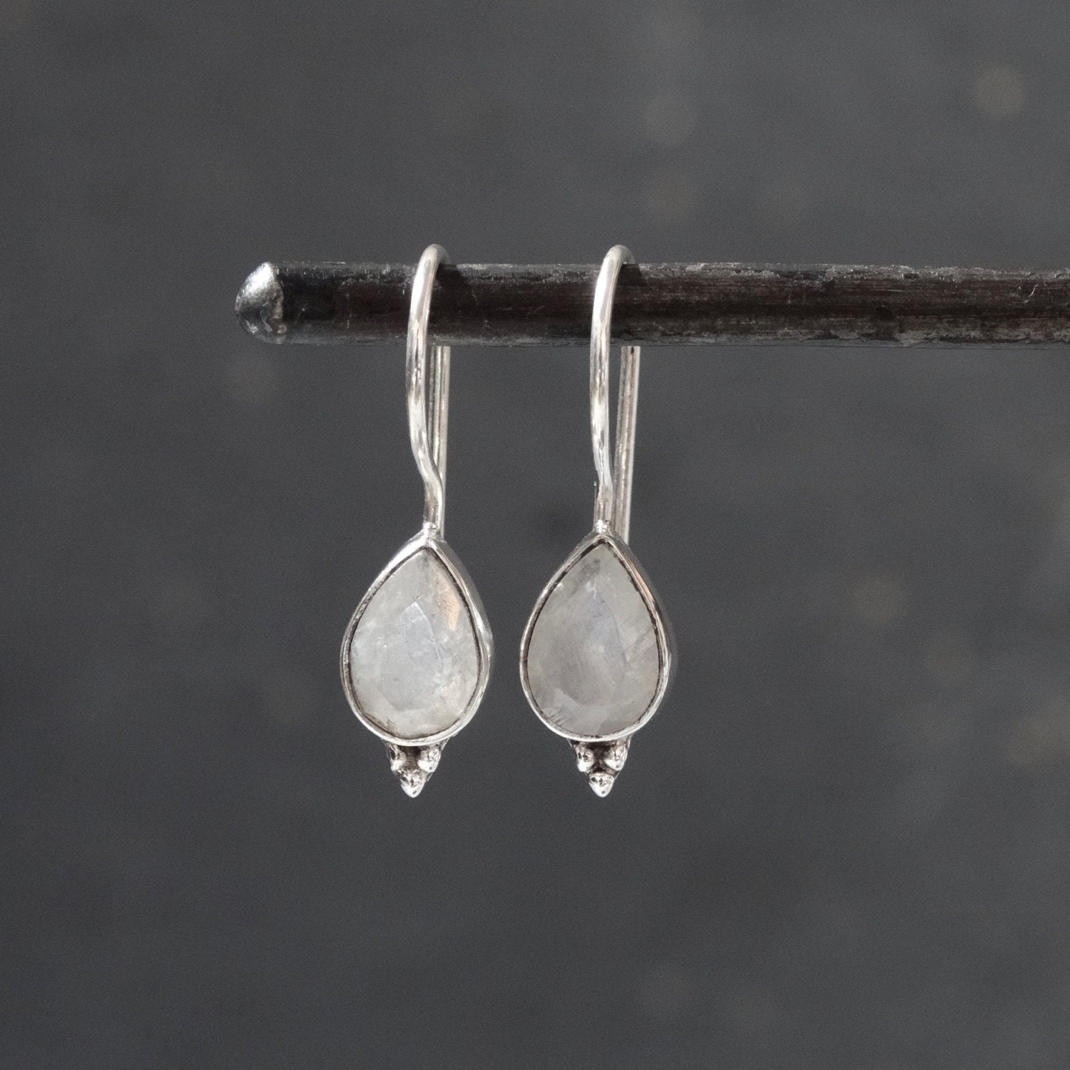 Moonstone Earrings, Rainbow Moonstone Drops, Silver and Moonstone Earrings, Teardrop Earrings, June Birthstone, Sterling Silver