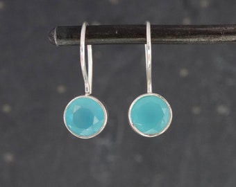 Aqua Chalcedony Earrings, Silver and Aqua Chalcedony Drops, Bridesmaid Earrings, Birthstone Earrings, Sterling Silver 925