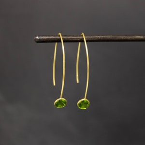 Gemstone Hoops, Peridot Earrings, Gold and Peridot Earrings, Gold Hoop Earrings, August Birthstone Gift, Gold Vermeil