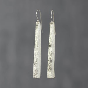 Textured Silver Earrings, Long Silver Drops, Hammered Sterling Silver, Statement Earrings, Long Dangly Earrings