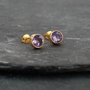 Amethyst Stud Earrings, Gold Studs, February Birthstone, Gemstone Earrings, Semi Precious Stone, Gold Vermeil, Birthstone Jewellery