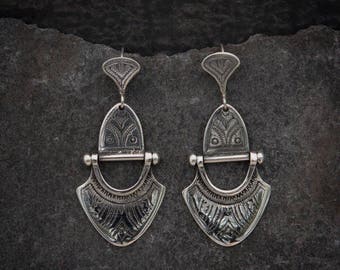 Boucles d'oreilles touareg en argent sterling gravées