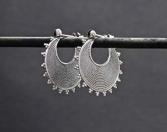 Silver Hoops, Silver Hoop Earrings, Boho Hoops, Unique Hoop Earrings, Unusual Hoops, Wirework Hoops, Sterling Silver, 925