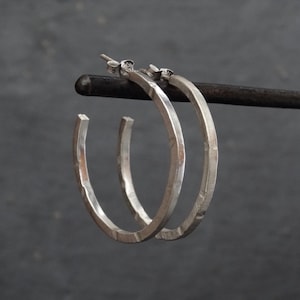 Silver Hoops, Textured Hoop Earrings, Minimal Hoop Earrings, Sterling Silver Hoops, Stud Hoop Earrings, Everyday Earrings, Simple Hoops