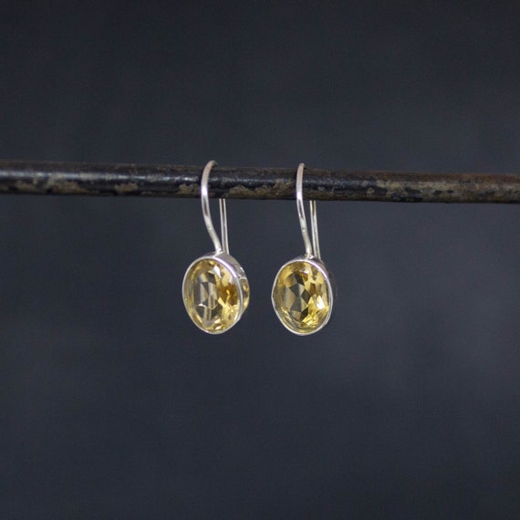 Orecchini in argento sterling 925 ovali citrino 5x3 mm pietre