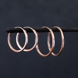 Rose Gold Hoop Earrings, Minimal Rose Gold Hoops, Small Everyday Hoops, Simple Hoops, Square Rose Gold Hoops, Rose Gold Vermeil