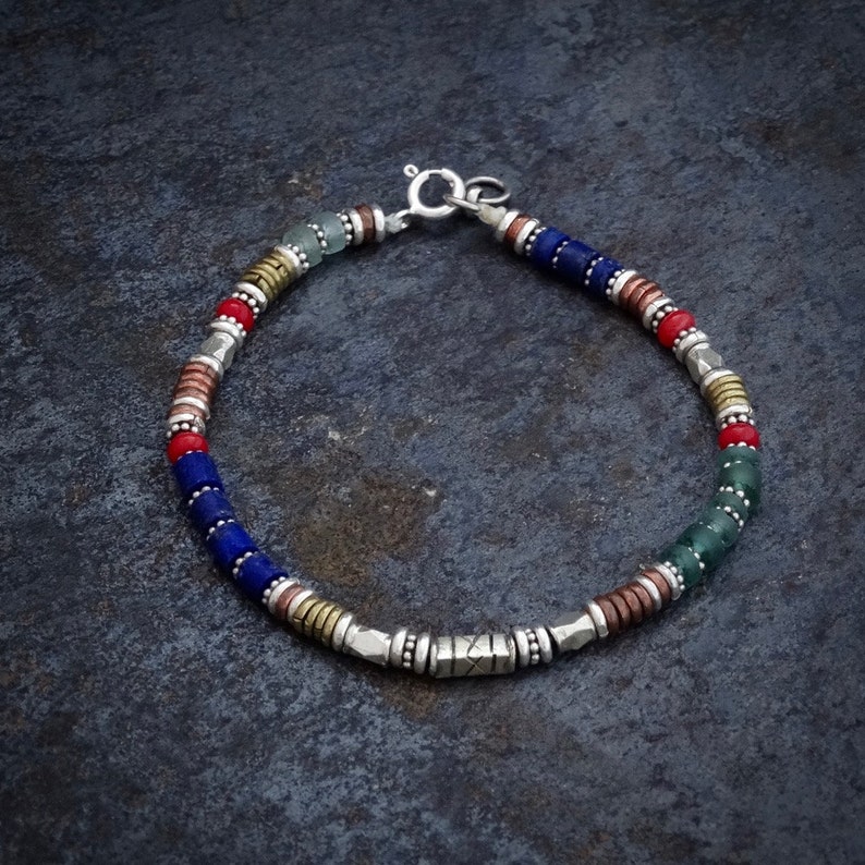 Semi Precious Bead Bracelet Sterling Silver Copper and Brass - Etsy