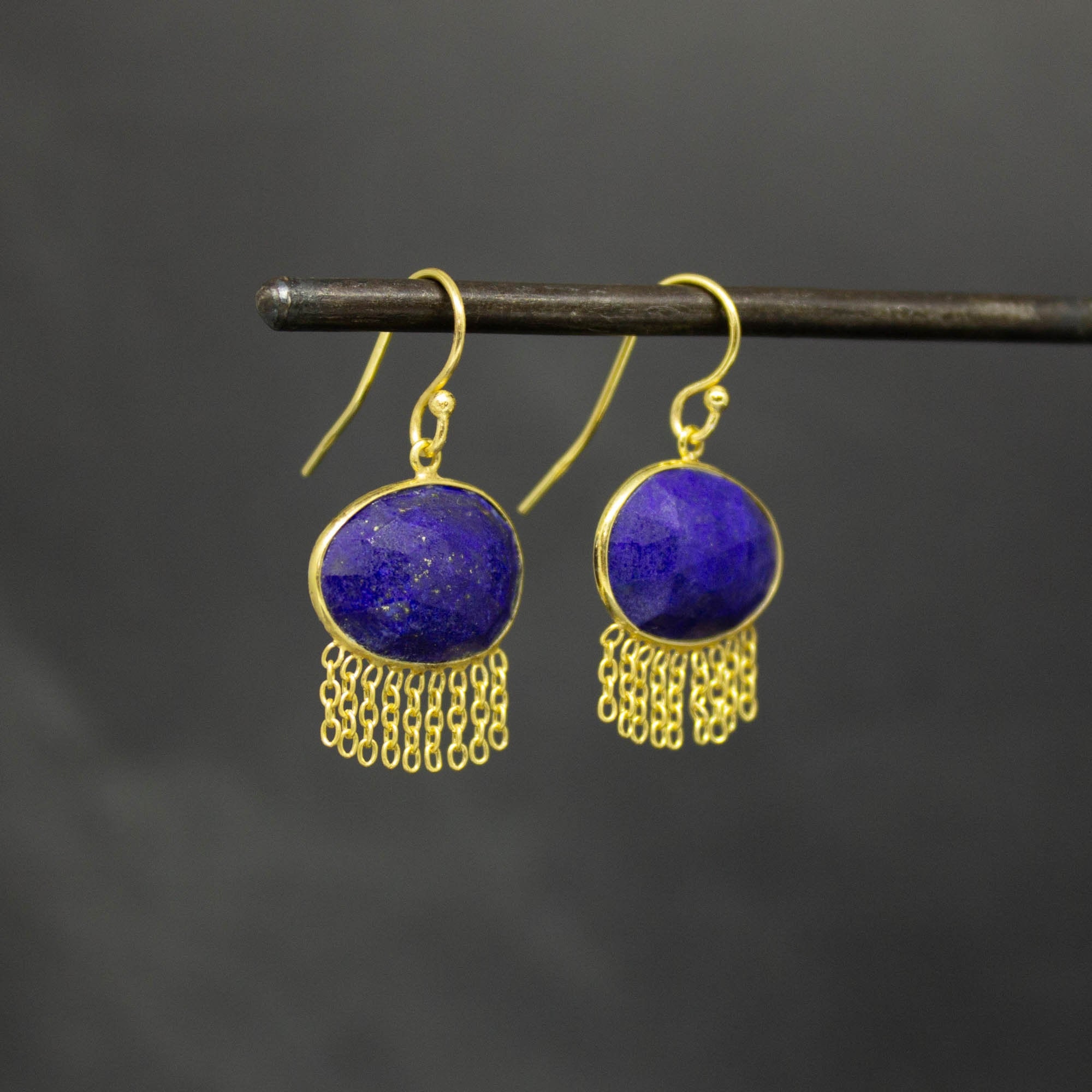 Gold and lapis earrings sale