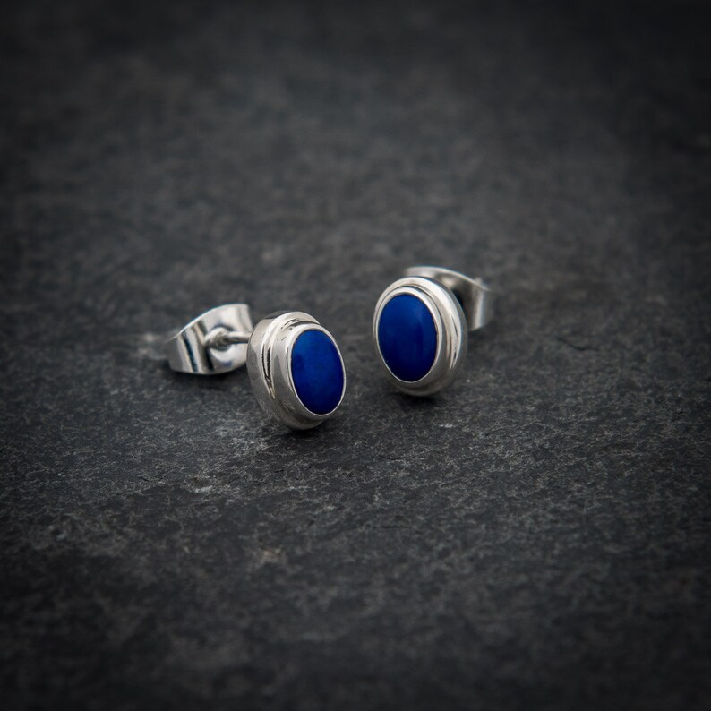 Lapis Earrings Silver Stud Earrings Lapis Studs Blue Stone - Etsy New ...