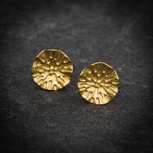 Everyday Stud Earrings, Gold Studs, Round Earrings, Organic Circle Stud Earrings, Gold Vermeil