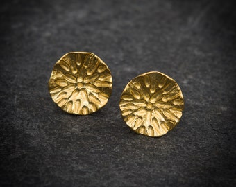 Everyday Stud Earrings, Gold Studs, Round Earrings, Organic Circle Stud Earrings, Gold Vermeil