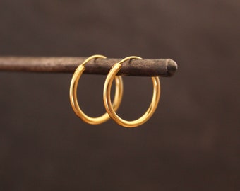 Gold Hoop Earrings, Simple Hoops, Gold Plated Hoops, Sleeper Hoops, Mini Hoop Earrings, Everyday Earrings, Gold Vermeil