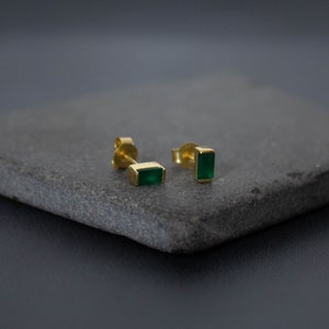 Green Quartz Earrings, Gemstone Stud Earrings, Gold and Quartz, Simple Everyday Earrings, Gold Vermeil image 4