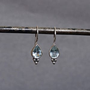 Blue Topaz Earrings, Silver Drops, Teardrop Earrings, Blue Gemstone Earrings, Birthstone Jewellery, November Birthstone, Sterling Silver