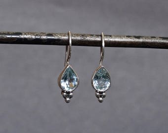 Blue Topaz Earrings, Silver Drops, Teardrop Earrings, Blue Gemstone Earrings, Birthstone Jewellery, November Birthstone, Sterling Silver