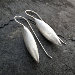 Silver Earrings, Silver Drops, Brushed Silver Earrings, Matt Silver, Minimal Earrings, Modern Earrings, Sterling Silver, 925