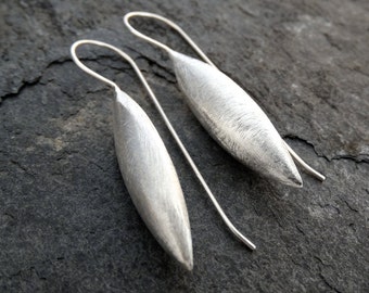 Silver Earrings, Silver Drops, Brushed Silver Earrings, Matt Silver, Minimal Earrings, Modern Earrings, Sterling Silver, 925