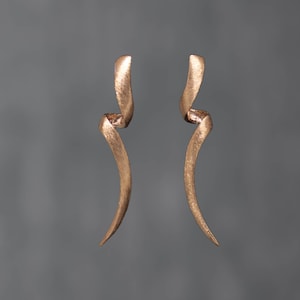 Rose Gold Earrings, Minimal Pink Gold Earrings, Rose Gold Twist Earrings, Brushed Rose Gold, Matt Rose Gold Stud Earrings