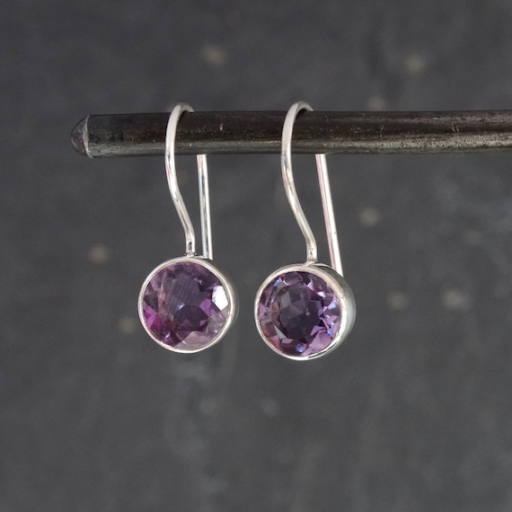 Amethyst Earrings Oval Faceted Sterling Silver Dangle Earrings Amethyst Earrings Oval Faceted Sterling Silver Dangle Earrings
