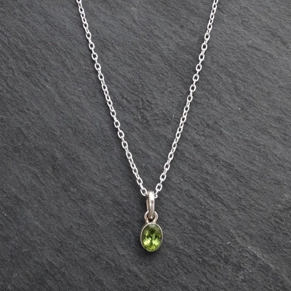 Peridot Pendant, Silver and Peridot Pendant Necklace, August