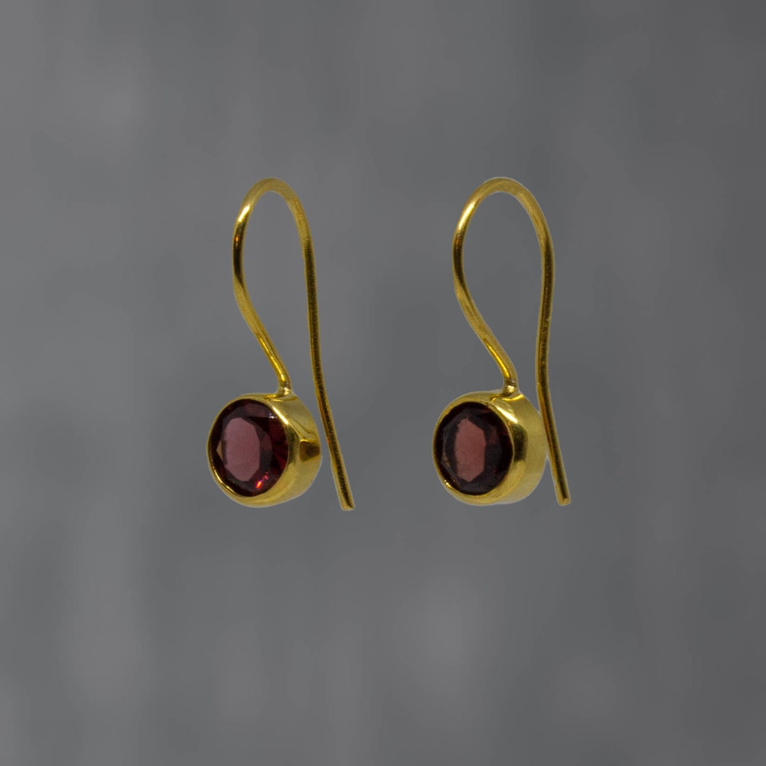 Garnet and silver earrings faceted garnet january birthstone earrings