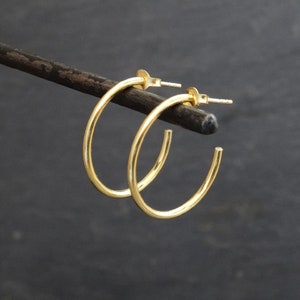 Gold Hoop Earrings, Simple Gold Hoops, Gold Vermeil Earrings, Minimal Hoop Earrings, Hoop Earrings with Stud Fitting