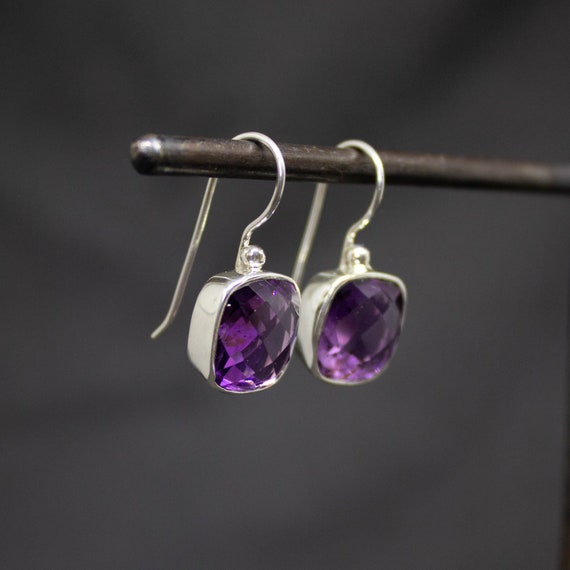 Sterling Silver Faceted Amethyst Earrings Sterling Silver Faceted Amethyst Earrings