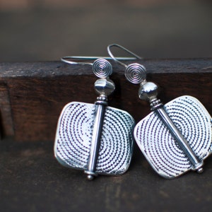 Silver Earrings, Silver Drops, Square Earrings, Geometric Earrings, Wirework Earrings, Oxidised Silver Earrings, Sterling Silver