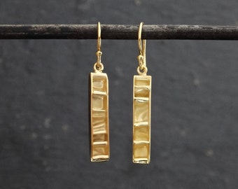 Gold Drop Earrings, Long Earrings, Textured Gold Earrings, Contemporary Earrings, Gold Vermeil, Dangle Earrings, Stick Earrings
