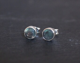 Labradorite Stud Earrings, Silver and Labradorite, Gemstone Earrings, Semi Precious Stone, Sterling Silver, Birthstone Jewellery