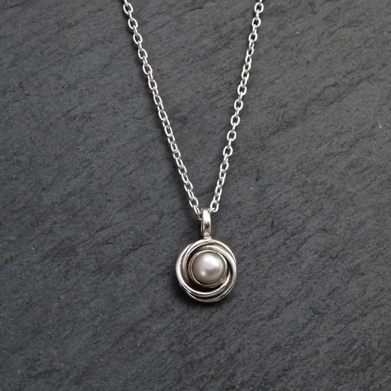 ★ENGBROX★ silver925 spring pearl necklace EBNL25002SV Cultured Pearl Basket Drop Necklace Sterling Silver 18&quot