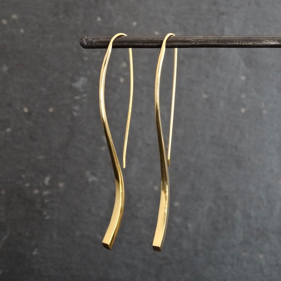 【HYERES LOR】25SS★ Champagne Fullmoon Big Cycle Earrings Gold Earrings, Long Drop Earrings, Brushed Gold, Gold Drops