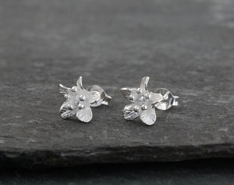 Silver Flower Studs, Silver Stud Earrings, Sterling Silver