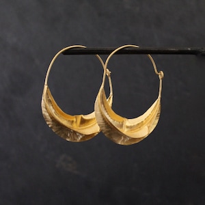 Large Gold Hoops, Matt Gold Hoop Earrings, Gold Twist Hoops, Brushed Gold Vermeil, Statement Earrings
