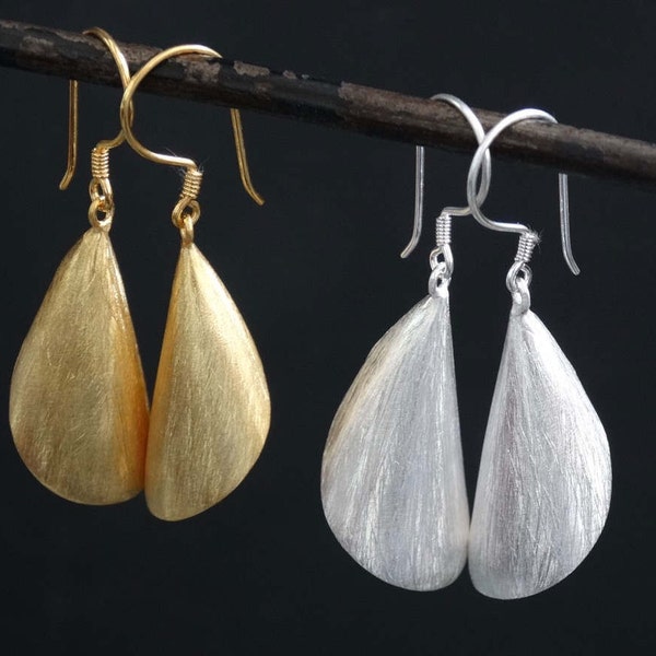 Silver Drop Earrings, Gold Drop Earrings, Matt Gold Earrings, Matt Silver Earrings, Textured Silver, Unusual Earrings, Statement Earrings